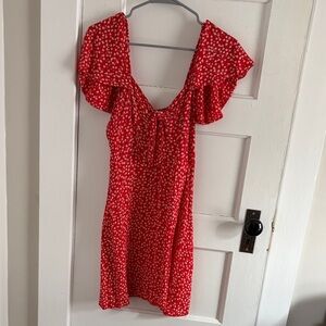Zara Red and White Floral Dress